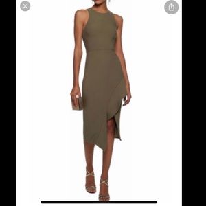 Cinq a Sept Piper dress- size 0, midi dress, olive green